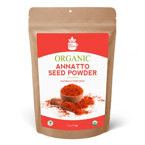 SPICY ORGANIC Annatto Powder 4 oz. – Certificado USDA Orgánico – Especia de semillas de achiote molido para condimentar y cocinar