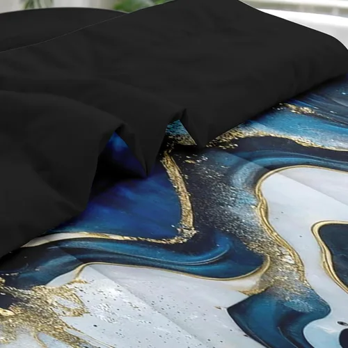 Miniatura 5 de Pamnest Juego de edredón tamaño Twin, juego de ropa de cama de mármol azul profundo de 5 piezas para niños y adultos, juegos de sábanas de piedra