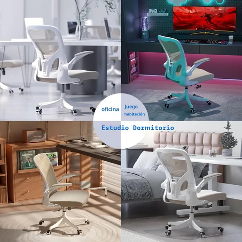 Miniatura 3 de Silla ergonómica de escritorio de oficina, inclinación de 90° a 125°, silla de escritorio para el hogar con ruedas giratorias y silenciosas de 360°