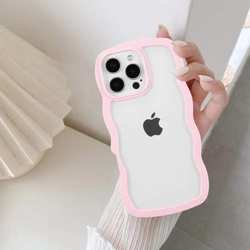Miniatura 11 de QLTYPRI Funda compatible con iPhone 7/8/SE, bonita funda transparente con marco ondulado rizado para niñas y mujeres, funda protectora de TPU