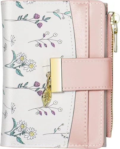 Miniatura 9 de Avando Carteras para mujer - Bloqueo RFID, de piel sintética suave, plegable, con cremallera, bolsillo con cremallera, cartera pequeña con flores