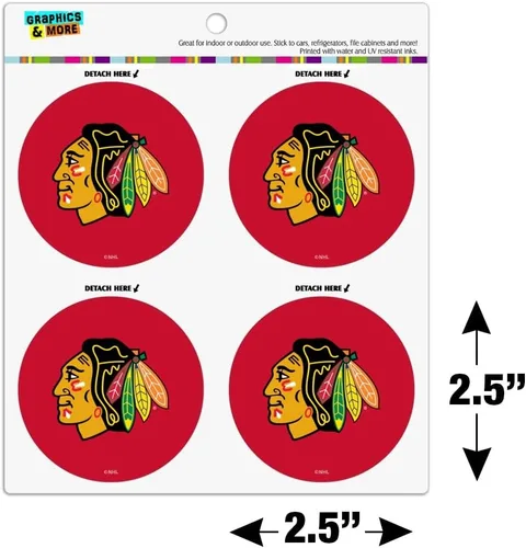 Miniatura 4 de Chicago Blackhawks Logo Nevera Locker Vinyl Circle Magnet Set