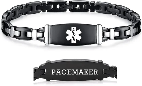 Miniatura 62 de LinnaLove Lady Medical Alert - Pulseras médicas de acero inoxidable para mujer, 7.5 pulgadas