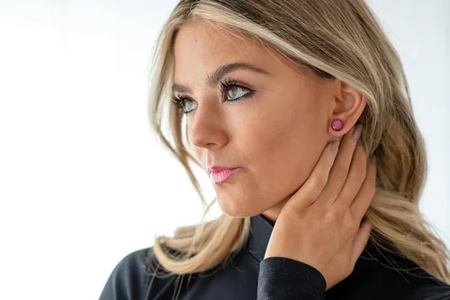 Miniatura 7 de Aretes de tachuelas, mariquita, manchas negras de 10 mm, aretes redondos para mujeres y niñas hechos a mano, entradas de acero inoxidable