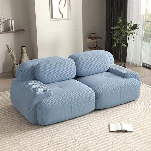 Miniatura 86 de Sofá biplaza moderno de 80 pulgadas para sala de estar, sofá de pana en forma de nube con asiento profundo, sofá modular negro, sofás de dos plazas
