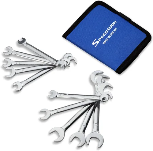 SPEEDWOX Juego Mini de Llaves de Doble Extremo Abierto Métricas 4mm-11mm 10 piezas Llave de Cabeza Angular Super Fina con Bolsa de Almacenamiento