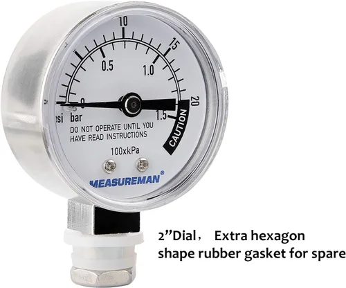 Miniatura 2 de Medidor de olla a presión de acero inoxidable MEASUREMAN, medidor para esterilizador de presión, medidor de presión de vapor, esfera de 2", montaje