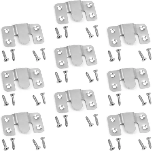Miniatura 7 de Bettomshin 10 soportes de montaje empotrados, gancho de marco de fotos entrelazado de 1.69 x 0.75 pulgadas, gancho de clip de metal chapado en zinc