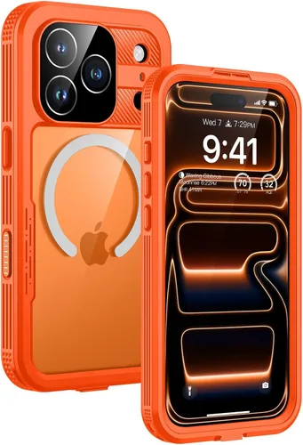 Miniatura 37 de Lanhiem Funda magnética para iPhone 17 Pro Max, IP68 impermeable, a prueba de polvo, compatible con Magsafe, protector de pantalla integrado, cuerpo
