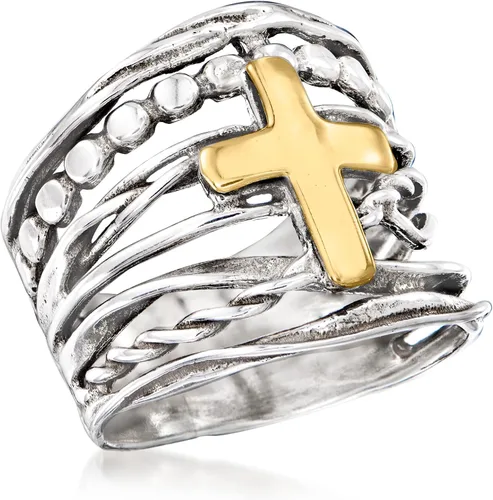 Miniatura 4 de Ross-Simons Sterling Silver and 14kt Yellow Gold Multi-Row Ring