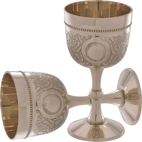 Miniatura 6 de Cáliz medieval hecho a mano de latón chapado en oro, 6 onzas, juego de tazas hechas a mano para regalos espirituales, decoración de fantasía