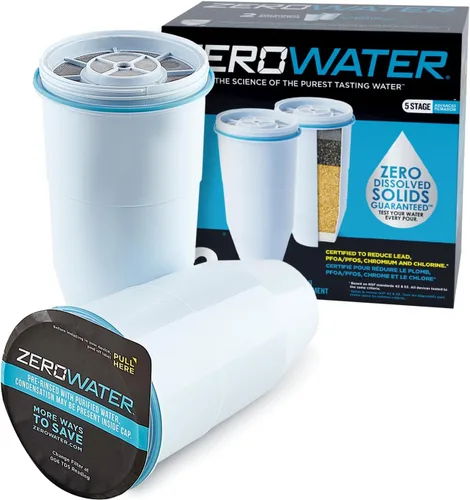 ZeroWater Filtro de repuesto oficial – Reemplazo del filtro TDS 0 de 5 etapas – Sistema IAPMO certificado para reducir plomo, cromo y PFOA/PFOS,
