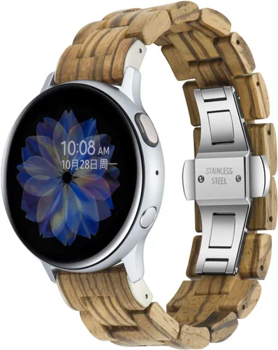 Miniatura 11 de Correa de 0.78 pulgadas compatible con Samsung Galaxy Watch/Gear S2 S3/Active/Active 2, correa de acero inoxidable de madera natural para Samsung