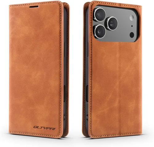 Miniatura 28 de QLTYPRI Funda para iPhone Air, Funda de piel sintética premium TPU parachoques con tarjetero Kickstand adsorción magnética oculta a prueba de golpes