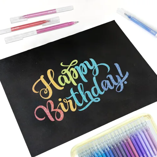 Miniatura 4 de Bolígrafos de gel con purpurina de 80 colores para libros de colorear para adultos y papel negro, punta fina suave de 0.039 in, gran capacidad