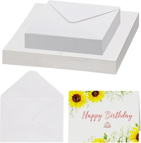 Miniatura 8 de Lunarm Tarjetas y sobres en blanco, 50 juegos, postales plegables de acuarela de 4 x 6 pulgadas con sobres, papel de tarjeta de felicitación de 140