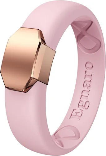 Miniatura 7 de Egnaro - Anillo de boda de silicona para mujer, diseño ergonómico y transpirable, ancho de 0.15 pulgadas, bandas de silicona flexibles con placa
