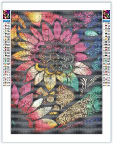 Miniatura 2 de Kits de pintura de diamantes de flores para adultos principiantes – 5D DIY Kit de arte de diamantes redondos con acuarela, flores y puntos
