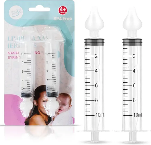 Bluet B - Jeringa nasal para bebés (paquete de 2) - Aspirador nasal de silicona seguro para recién nacidos - Eliminación de moco infantil - Jeringa