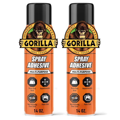 Miniatura 9 de Gorilla Adhesivo en aerosol resistente, pegamento transparente, 14 onzas (paquete de 1), multiusos con boquilla cómoda para interiores o exteriores