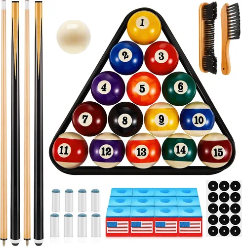Outus 71 piezas de accesorios para mesa de billar, accesorios de billar, bolas de billar con soporte de bola triangular, tizas para tacos, punta de