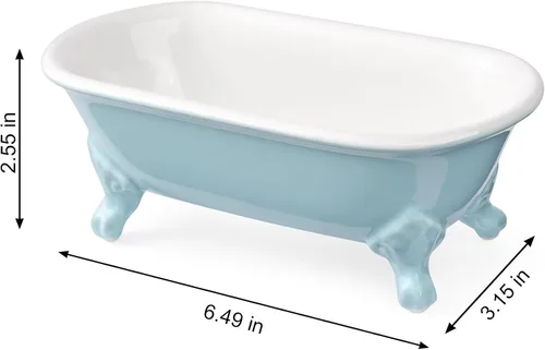 Miniatura 5 de Bañera decorativa en miniatura con patas de garra de cerámica de 6.5", jabonera para jabón en barra, soporte para esponja de cocina y bandeja