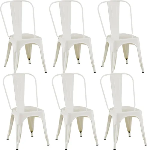 Miniatura 21 de Juego de 8 sillas de comedor de metal, sillas apilables estilo tolix con respaldo, diseñadas para el comedor diario, en interiores, cocina y comedor