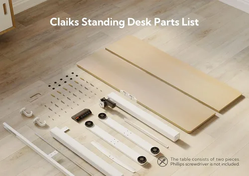 Miniatura 8 de Claiks Escritorio Eléctrico de Pie, Escritorio Ajustable de Altura para Pararse, Escritorio de Oficina en Casa de 48x24 Pulgadas con Tablero