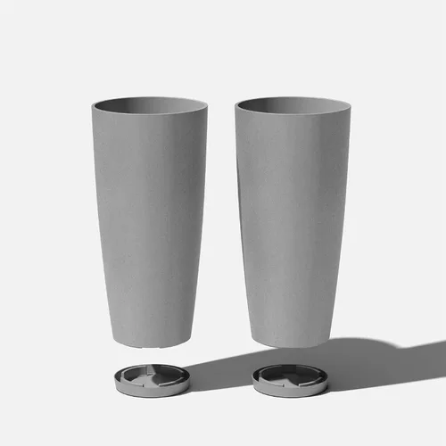 Miniatura 3 de Veradek Mason Series Vega Planter - Maceta redonda alta para interiores o exteriores, porche/patio Hecha de compuesto de plástico y piedra