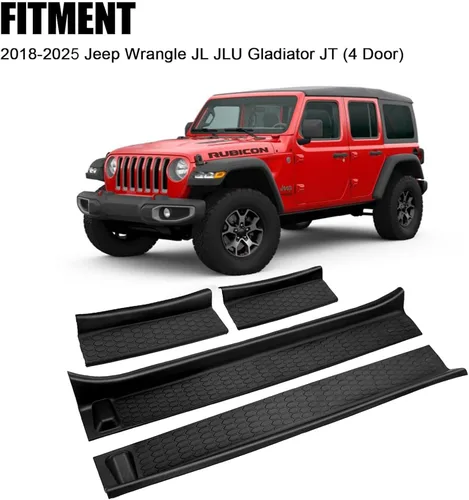 Miniatura 3 de Kit de protectores de umbral de puerta para Jeep Wrangler JL/Gladiator JT 2018-2026, protector de entrada de puerta de goma negro para Jeep Wrangler