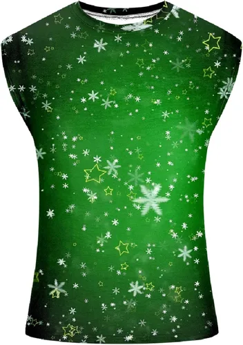 Navidad Hombres Tank Tops Mangas Impresión Cuello Redondo Camiseta Chalecos Camisas Vacaciones Túnica Sueltas Ropa