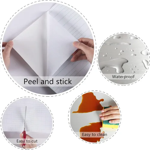 Miniatura 8 de Papel de contacto de acero inoxidable de 24" x 118" autoadhesivo, papel pintado adhesivo para nevera, despegar y pegar, salpicadero impermeable