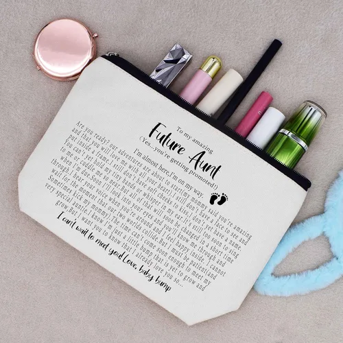 Miniatura 5 de LIBIHUA Bolsa de maquillaje para mujer, bolsa de cosméticos regalos para ella, bolsa de viaje femenina, Beige natural