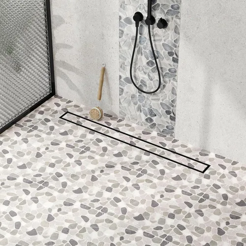 Miniatura 11 de Neodrain Drenaje de ducha lineal de 24 pulgadas con rejilla de inserción de azulejos, fabricante profesional de desagüe de suelo de ducha Cepillado