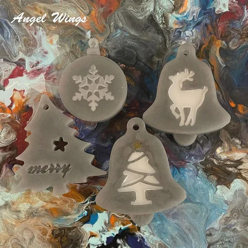 Miniatura 4 de Moldes de resina con forma de árboles de Navidad superbrillantes, molde de resina de silicona, molde colgante de decoración de Navidad