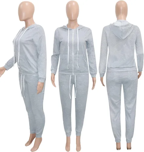 Miniatura 5 de Angsuttc Conjunto deportivo de 2 piezas para mujer, conjunto casual de manga larga con capucha y pantalones deportivos