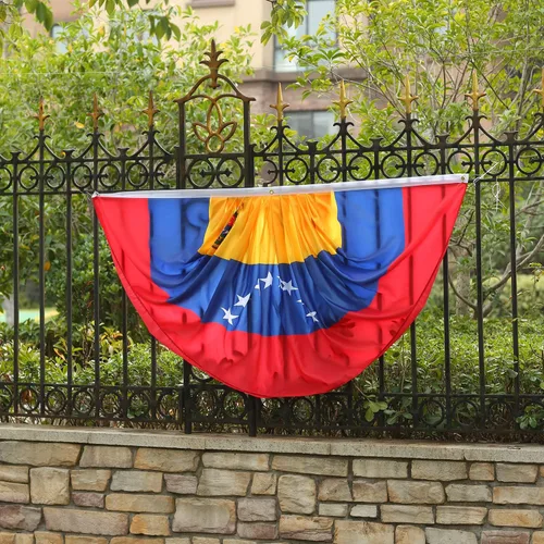 Miniatura 5 de Bandera de abanico plisada venezolana de Venezuela de 3 x 6 pies, 2 banderas de abanico plisadas para interiores y exteriores, decoración de porche