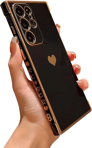 Miniatura 53 de phylla Funda de teléfono compatible con Samsung Galaxy A12 de 6.5 pulgadas, lindo corazón chapado en oro, elegante funda de lujo para mujer