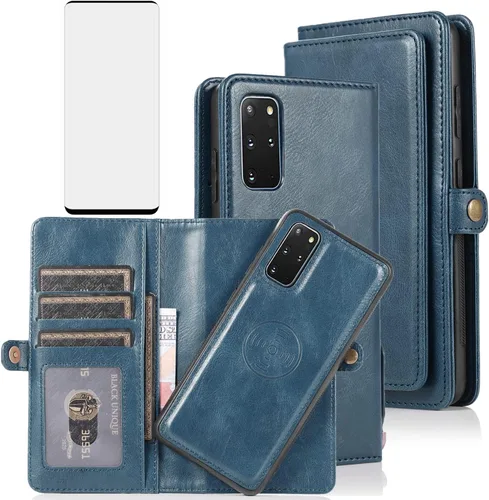 Miniatura 8 de Asuwish Funda para Samsung Galaxy S20 Plus/S20 Plus 5G - Funda con tapa con cartera, protector de pantalla de vidrio templado, correa