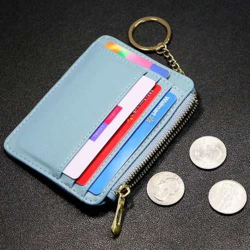 Miniatura 7 de PADIKE Monedero delgado con bloqueo, con bolsillo frontal para monedas, tarjetero, para mujer