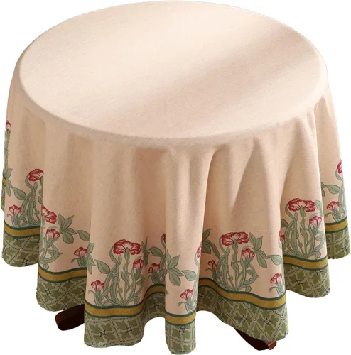 Miniatura 50 de patdrea - Mantel de lino floral, grueso, decorativo y francés para mesas rectangulares o cuadradas, para cocina y comedor, 55 x 79 pulgadas