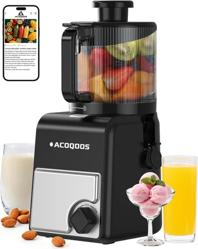 Miniatura 10 de Máquinas exprimidoras 3 en 1 de prensa en frío, 6.5 pulgadas Mega canal para fruta entera, exprimidor de masticación lenta con máquina de sorbete