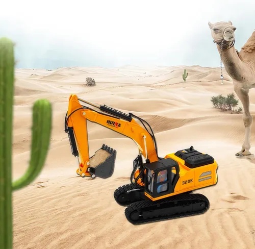Miniatura 9 de Excavadora grande para vehículos de construcción, excavadora hidráulica de aleación resistente, escala 1:35, camión de juguete para niños de 8, 9