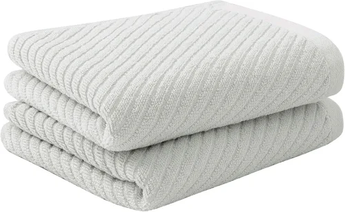 Miniatura 10 de PiccoCasa Juego de 2 toallas de mano acanaladas azules para baño, 13.4 x 29.1 in, 100% algodón, suaves, absorbentes, suaves al tacto, de secado