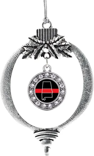 Miniatura 136 de Inspired Silver - Bonita bandera estadounidense - Adorno de Navidad plateado - Adorno de árbol de Navidad con dije circular con circonita cúbica