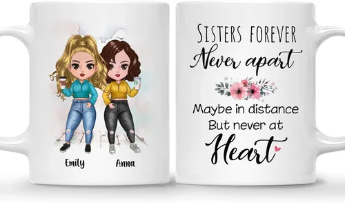 Miniatura 8 de GOSSBY Taza personalizada (2 Sisters) ¡Aparentemente somos problemas cuando estamos juntos, quién sabía! Taza personalizada para mejor amiga