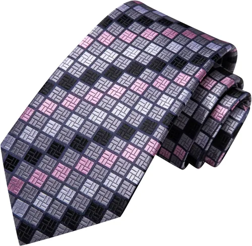 Miniatura 24 de Hi-Tie Corbata clásica de cachemira para hombre con pañuelo y gemelos a cuadros