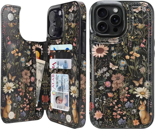 Miniatura 13 de uCOLOR Funda compatible con iPhone 13 Pro Max de 6.7 pulgadas con ranura para tarjetero, función atril, doble cierre magnético y diseño de bloqueo