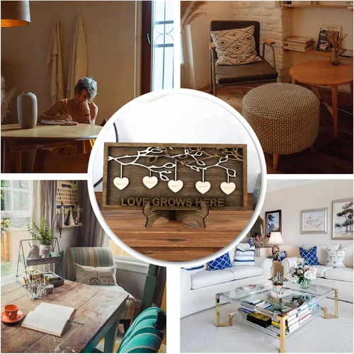 Miniatura 2 de Joyforisa Regalos para mamá y abuela, marco personalizado del árbol de la vida con corazones y nombres, marco de árbol familiar de madera Estilo 1