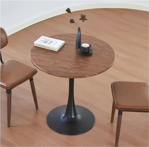 Miniatura 10 de Mesa de comedor redonda, mesa circular de tulipán de 31.5" con tablero engrosado y pedestal de metal, mesa de bistró moderna de mediados de siglo